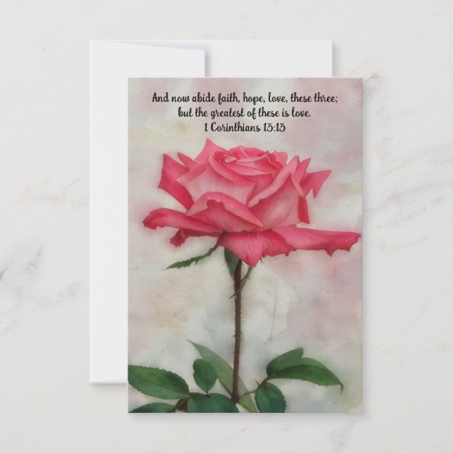 Rose Rosa Blume Glaubensbibliothekskarte Dankeskarte (Vorderseite)