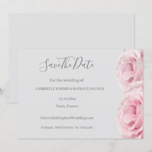 Rose Rosa Blume Grau florale Save the Date Hochzei Einladung