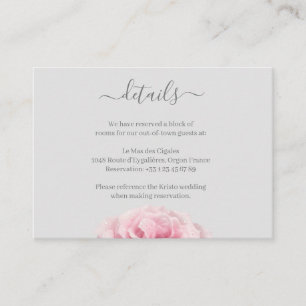 Rose Rosa Blume Grau florales Hochzeitshotel Detai Begleitkarte