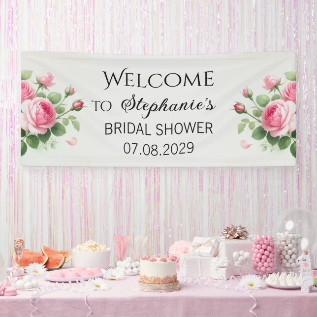 Rose Rosa Blume Rustikales Brautparty Banner (Party)