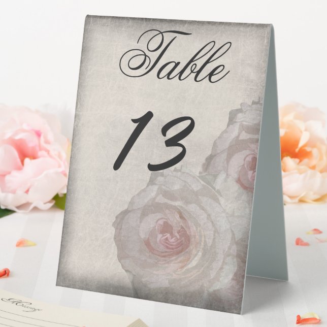 Rose Rosa Creme Hochzeitskarte Tischnummer Vorlage Tischaufsteller (In Situ (Hochzeit))