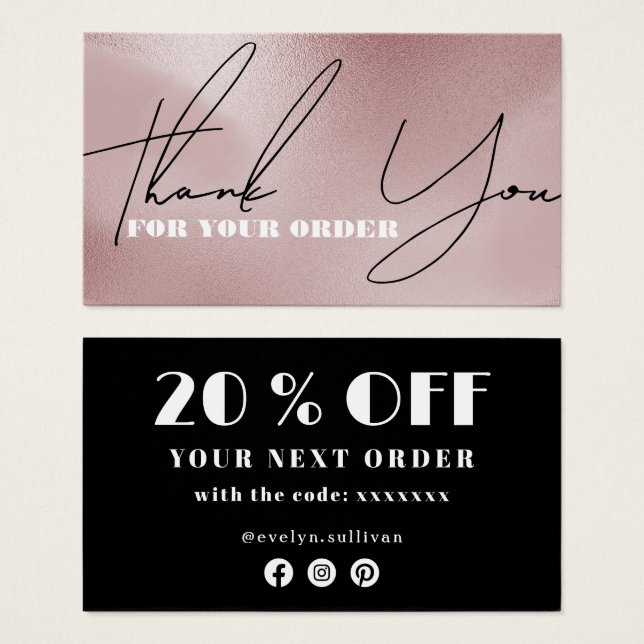 Rose rosa Dank Discount-Karte (Vorne & Hinten)