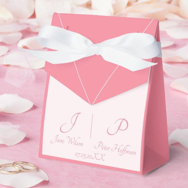Rose Rosa Elegante Braut & Groom Monogramm Hochzei Geschenkschachtel (Hochzeit)