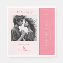 Rose Rosa Forever Beginnt Elegantes Foto Hochzeit Serviette
