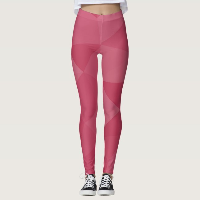 Rose rosa geometrisches Maschenmuster Leggings (Vorderseite)