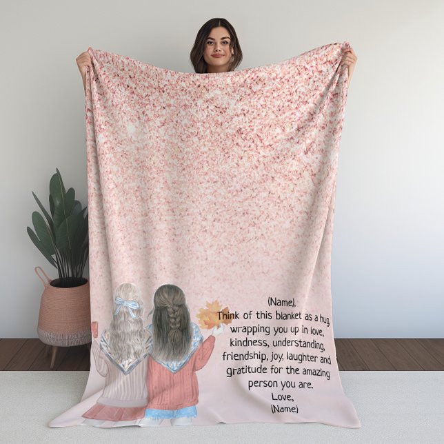 Rose Rosa Glitzer Effekt Zwei Mädchen Letter Note Fleecedecke (Rose Pink Glitter Effect Two Girls Letter Note Fleece Blanket)