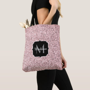 Rose Rosa Glitzer Glitzern Monogramm Tasche
