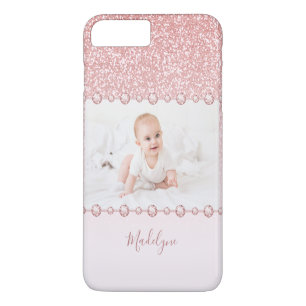 Rose Rosa Glitzer Kristall Name Foto Case-Mate iPhone Hülle