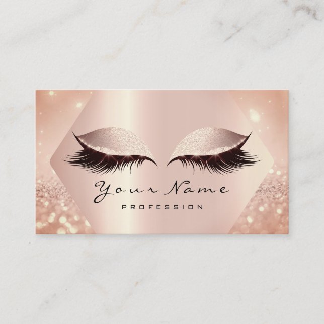 Rose Rosa Glitzer Makeup Artist Lashes Hautausschl Visitenkarte (Vorderseite)