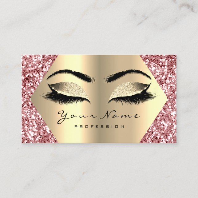 Rose Rosa Glitzer Makeup Artist Lashes Visitenkarte (Vorderseite)
