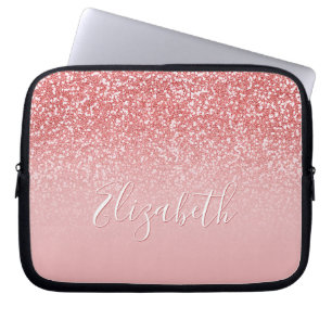 Rose Rosa Glitzer Rosa Ombre Name Laptopschutzhülle