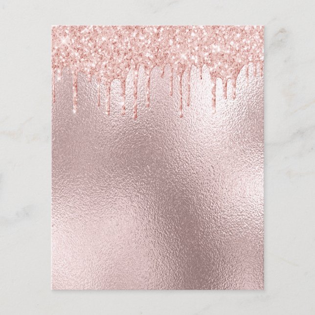 Rose Rosa Glitzer Tropfen Papier (Vorderseite)