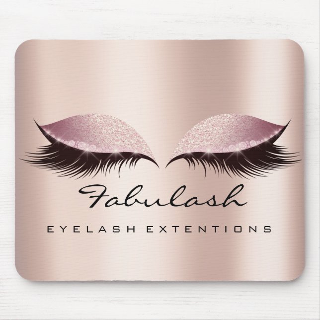Rose Rosa Glitzer WELLNESS-CENTER Schönheit Lashes Mousepad (Vorne)