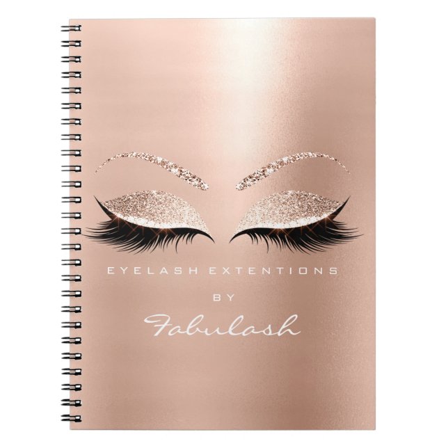 Rose Rosa Gold Glitzer Augen Makeuty Name Notizblock (Vorderseite)