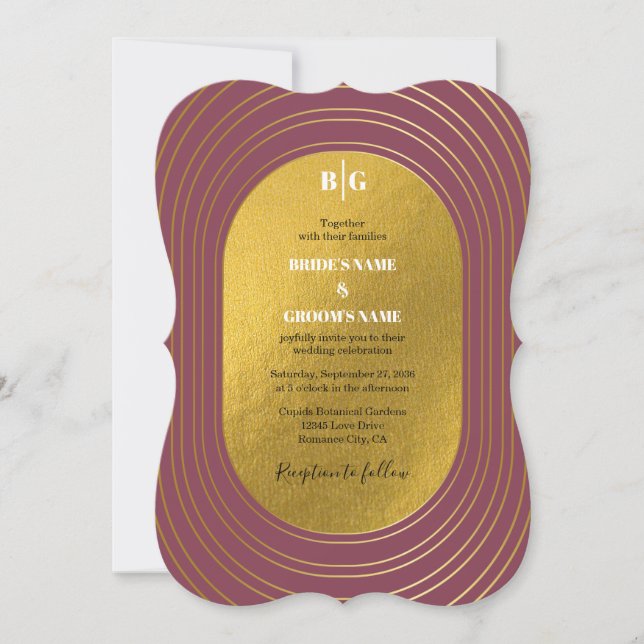 Rose Rosa & Gold Moderne Minimalistische Hochzeit Einladung (Vorderseite)