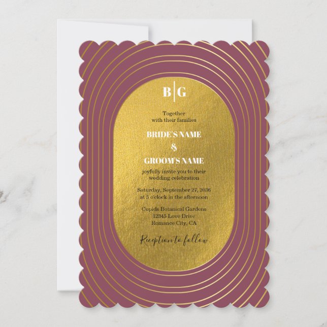 Rose Rosa & Gold Moderne Minimalistische Hochzeit Einladung (Vorderseite)