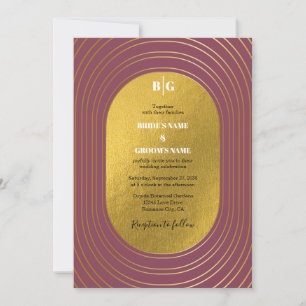 Rose Rosa & Gold Moderne Minimalistische Hochzeit Einladung