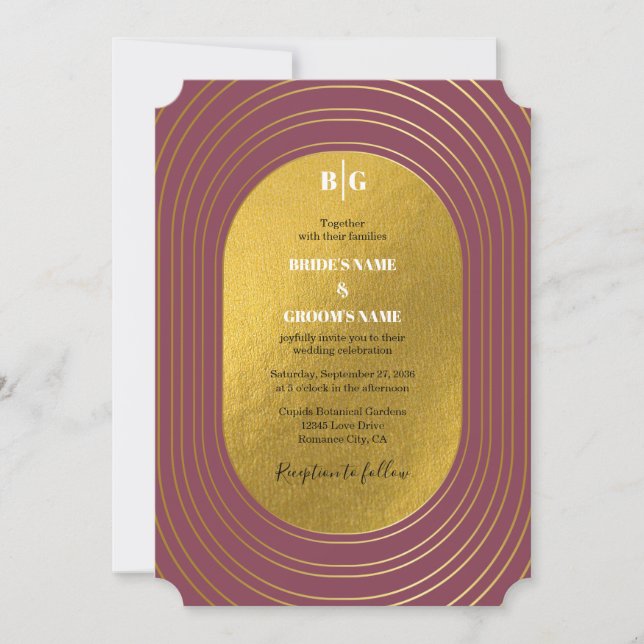 Rose Rosa & Gold Moderne Minimalistische Hochzeit Einladung (Vorderseite)