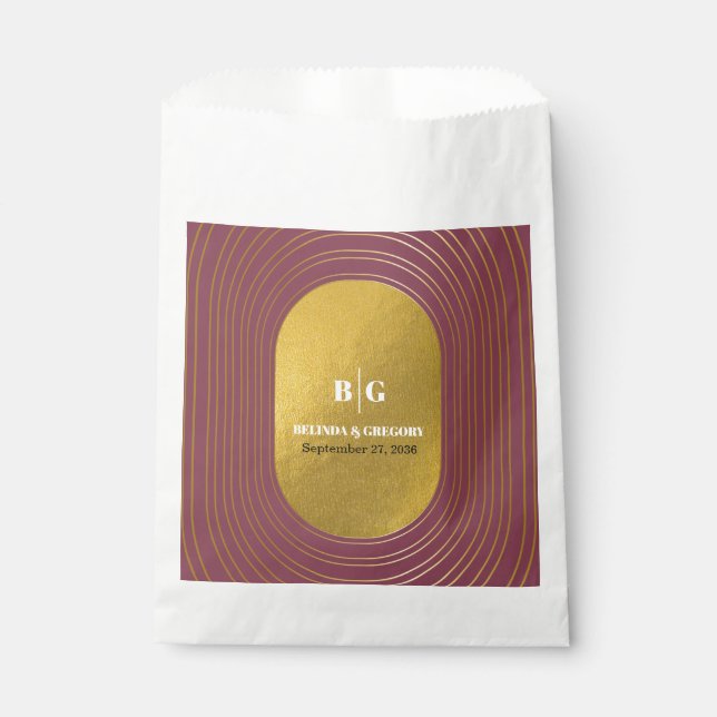 Rose Rosa & Gold Moderne Minimalistische Hochzeit Geschenktütchen (Vorderseite)