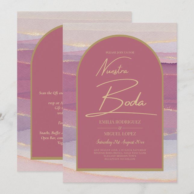 Rose Rosa Goldbarsch Marmor Hochzeit BODA INVITE Einladung (Vorne/Hinten)