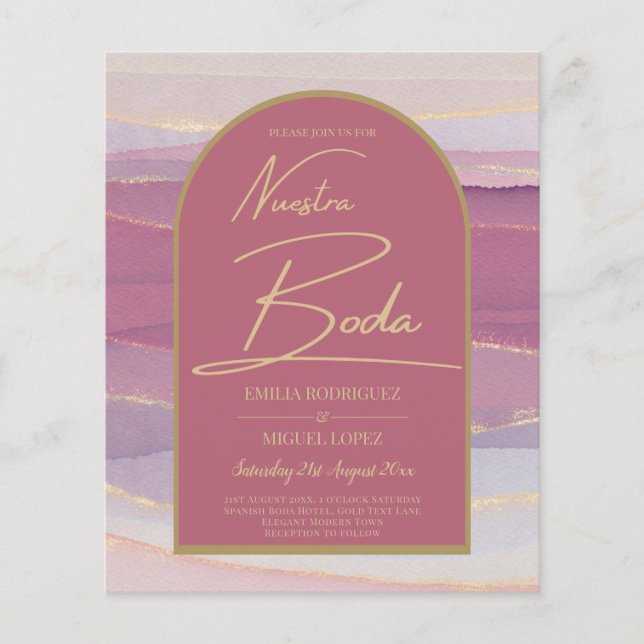 Rose Rosa Goldbarsch Marmor Hochzeit BODA INVITE Flyer (Vorne)