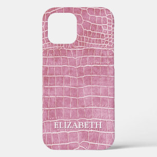 Rose Rosa Imitat Krokodile Leder Personalisierter  Case-Mate iPhone Hülle