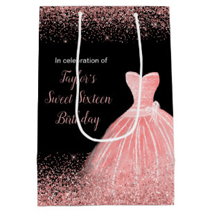 Rose Rosa Kleid Imitate Glitzer Sweet 16 Geburtsta Mittlere Geschenktüte