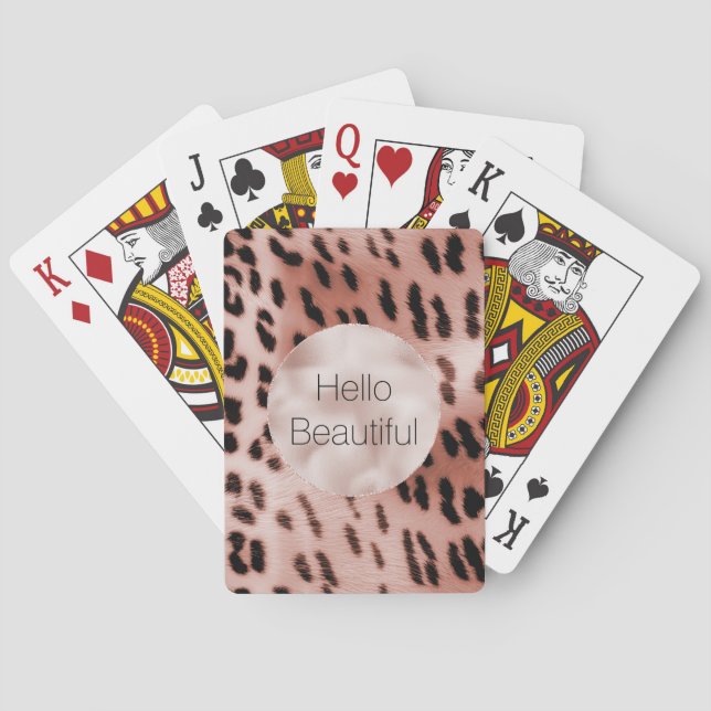 Rose Rosa Leopard Spielkarten (Rückseite)