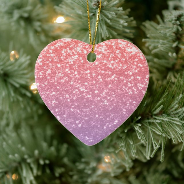 Rose Rosa lila Lavendel Imitate Glitzern Glitzer Keramik Ornament (Baum)