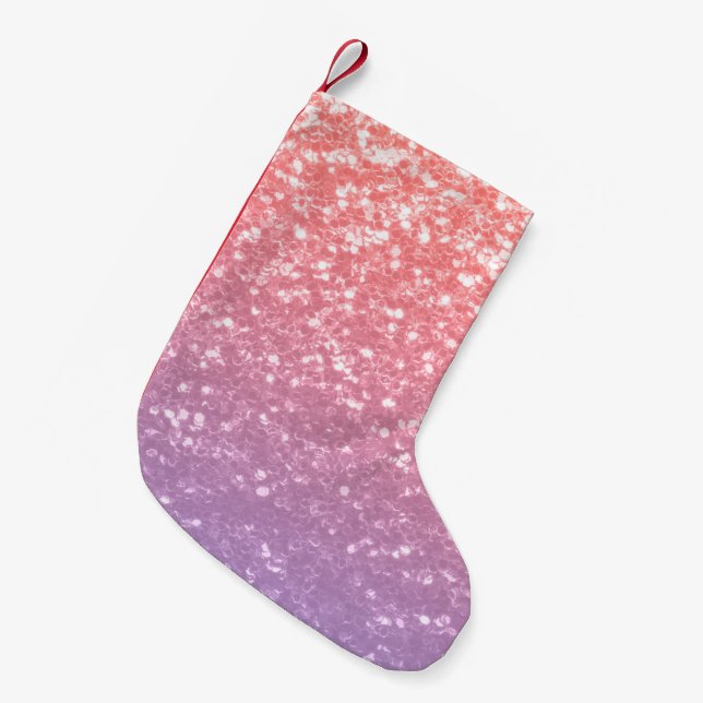 Rose Rosa lila Lavendel Imitate Glitzern Glitzer Kleiner Weihnachtsstrumpf (Vorderansicht (hängend))
