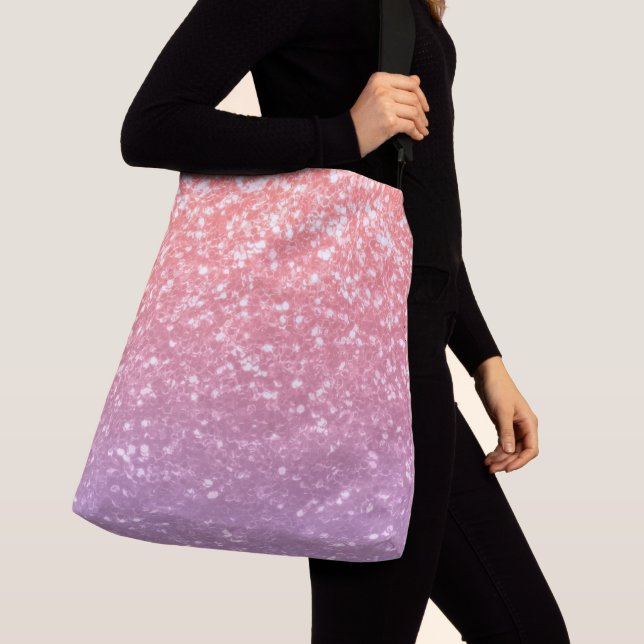 Rose Rosa lila Lavendel Imitate Glitzern Glitzer Tragetaschen Mit Langen Trägern (Von Nahem)