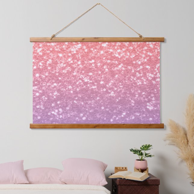 Rose Rosa lila Lavendel Imitate Glitzern Glitzer Wandteppich Mit Holzrahmen (Schlafzimmer)