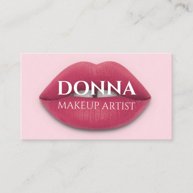 Rose Rosa Lippen QR-Code Logo Makeup Artist Studio Visitenkarte (Vorderseite)