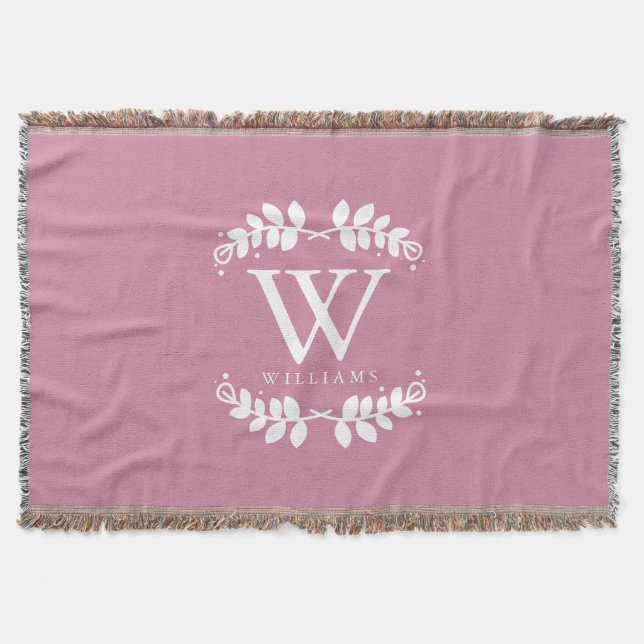 Rose Rosa Monogramm Decke (Vorderseite)