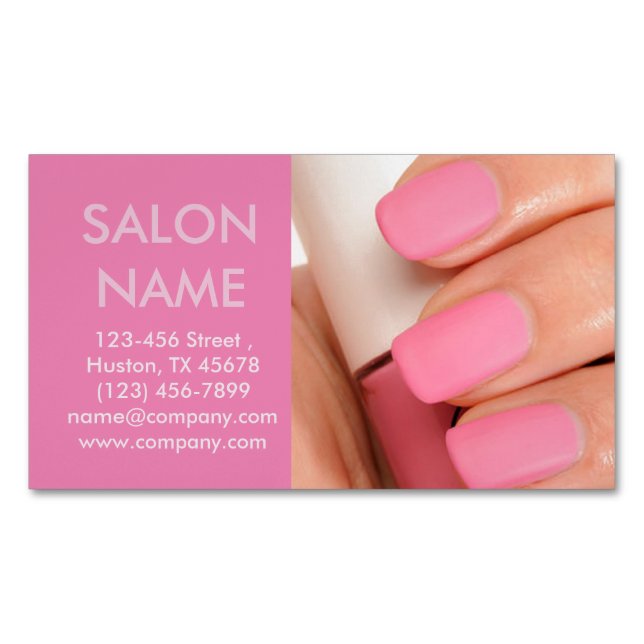 Rose Rosa Nägel Mode Schönheitssalon WELLNESS-CENT Magnetische Visitenkarte (Vorderseite)