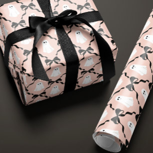 Rose Rosa Niedliche Geister und Schwarze Bögen Hal Geschenkpapier