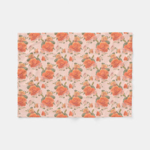 Rose Rosa orange Blumenmuster Hochzeitsfeder Fleecedecke