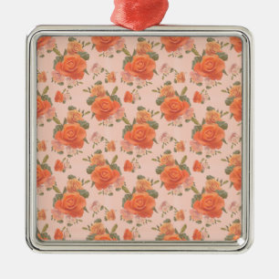 Rose Rosa orange Blumenmuster Hochzeitsfeder Ornament Aus Metall