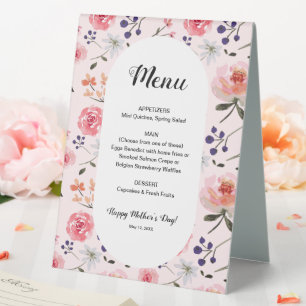 Rose Rosa Peonies Frühjahrstags-Menü der Mutter Tischaufsteller