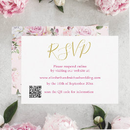 Rose Rosa QR-Code Hochzeit RSVP Einladung