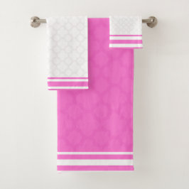 Rose rosa Quatrefoil Bad-Tuch-Set Badhandtuch Set