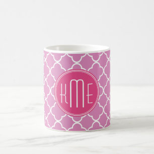 Rose rosa Quatrefoil mit kundenspezifischem Kaffeetasse