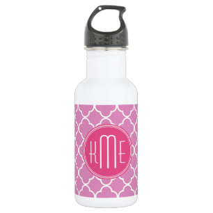 Rose rosa Quatrefoil mit kundenspezifischem Trinkflasche