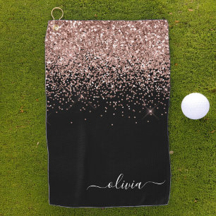 Rose Rosa Rosa Glitzer Girl Monogram Name Golfhandtuch