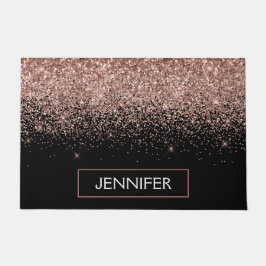 Rose Rosa Rosa Glitzer Monogram Girl Fußmatte