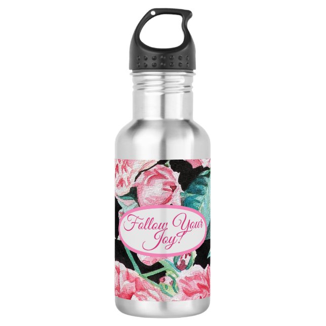 Rose Rosa Roses Blumenstrauß folgen Sie Ihrem Joch Edelstahlflasche (Vorderseite)