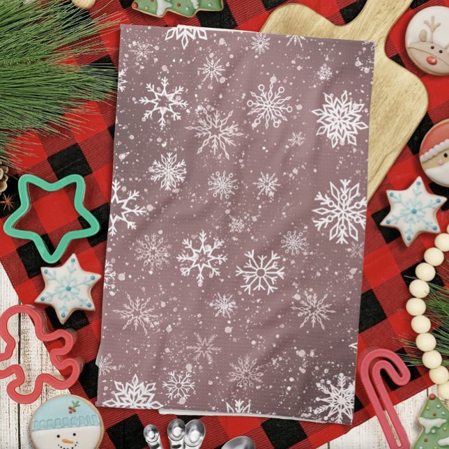 Rose Rosa Schneeflocken Geschirrtuch (Von Creator hochgeladen)