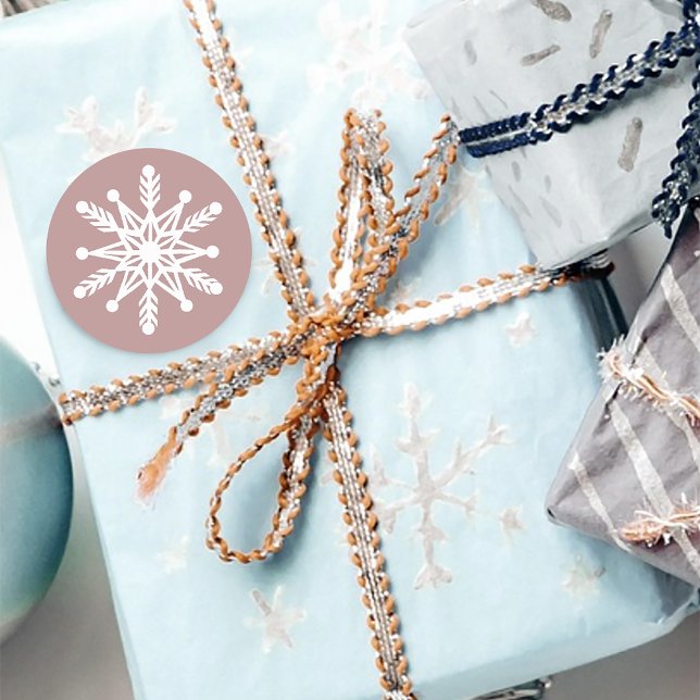 Rose Rosa Schneeflocken Runder Aufkleber (Von Creator hochgeladen)