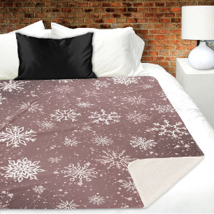 Rose Rosa Schneeflocken Sherpadecke