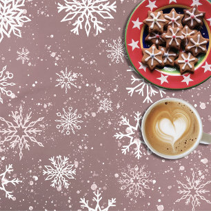 Rose Rosa Schneeflocken Tischdecke